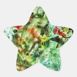 Star sticker wit abstract gerecycled plastic