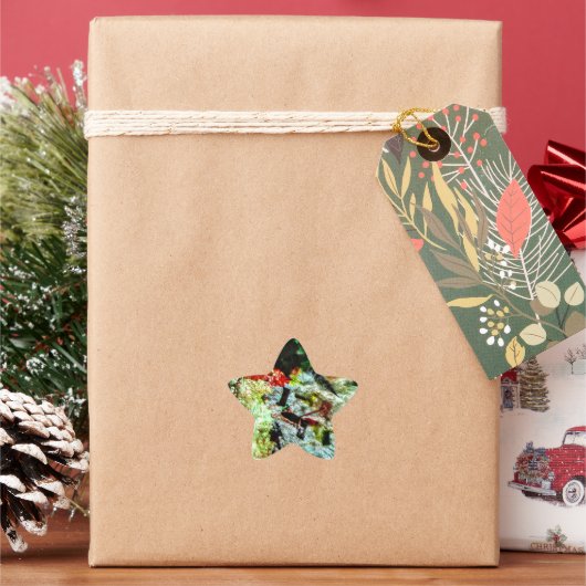 Star sticker wit abstract textuur gerecycled (Feestdagen)