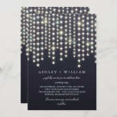 Star String Lichten Donkerblauw Avond Trouwen Kaart (Voorkant / Achterkant)