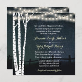 Star String Light Birch Tree Huwelijksuitnodiginge Kaart (Voorkant / Achterkant)