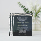 Star String Light Birch Tree Huwelijksuitnodiginge Kaart (Staand voorkant)