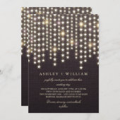 Star String Lights Dark Burlap Evening Wedding Kaart (Voorkant / Achterkant)