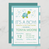 Star Stripe Turtle Baby shower Invitation Kaart (Voorkant / Achterkant)