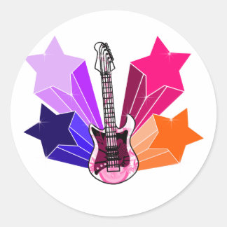 Star Struck Guitar Ronde Sticker