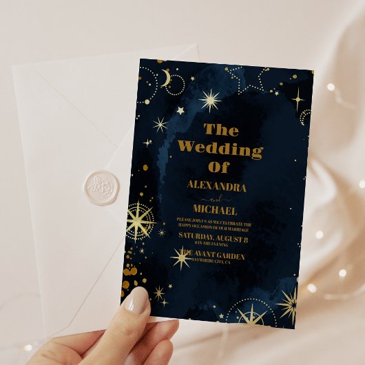 Star Struck Waterverf Galaxy Bruiloft Kaart