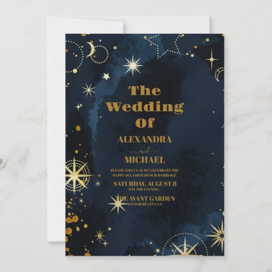 Star Struck Waterverf Galaxy Bruiloft Kaart (Voorkant)