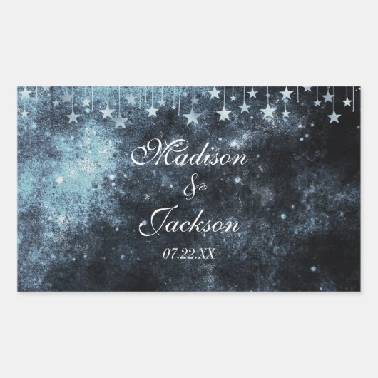Star Struck Waterverf hemelse bruiloft monogram Rechthoekige Sticker (Voorkant)