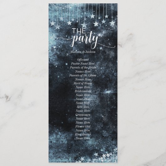 Star Struck Waterverf hemelse bruiloft programma Programmakaart (Achterkant)