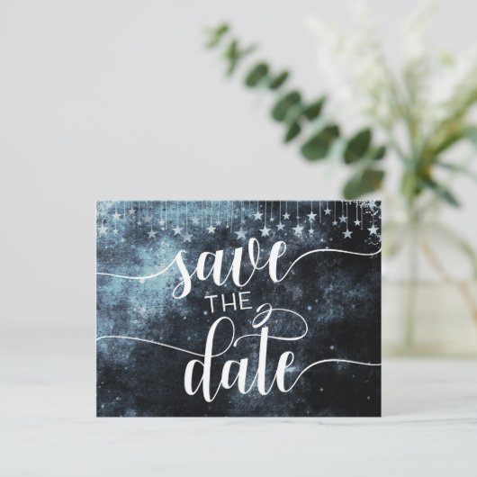 Star Struck Waterverf Sky Wedding Save the Date Aankondigingskaart (Staand voorkant)