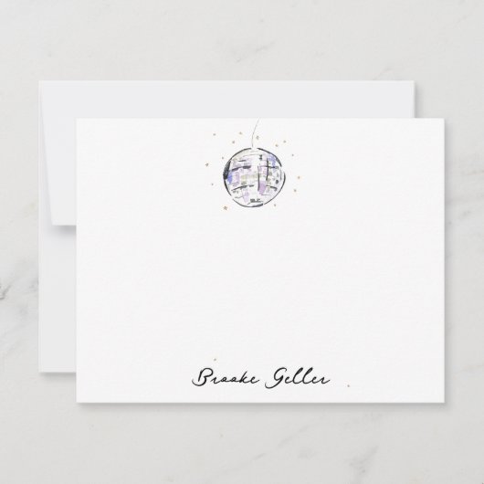 Star Studded Disco Ball Waterverf gepersonaliseerd Notitiekaartje (Voorkant)