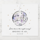 Star Studded Disco Ball Waterverf Verjaardagsfeest Sparkling Wijnetiket (Enkel label)