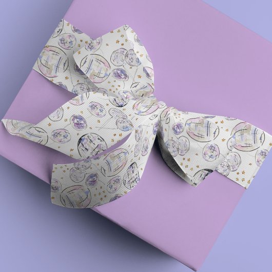 Star Studded Disco Balls Waterverf Satijnen Lint