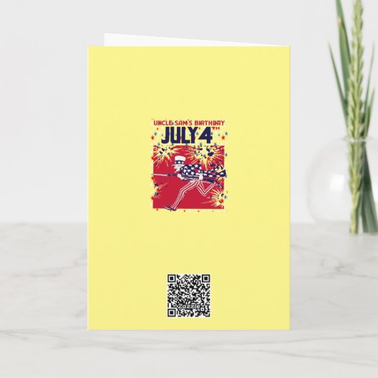 Star Studded Uncle Sam Verjaardag 4 juli Kaart (Achterkant)