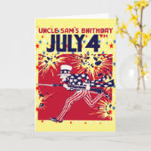 Star Studded Uncle Sam Verjaardag 4 juli Kaart (Gele Bloem)
