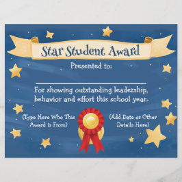 Star Student Award Certificaat School Kinder 8.5x1