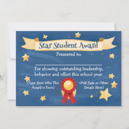 Star Student Award Certificaat School Kinder 8.5x1 Aankondiging