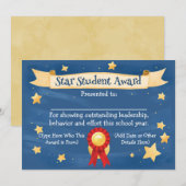 Star Student Award Certificaat School Kinder 8.5x1 Aankondiging (Voorkant / Achterkant)