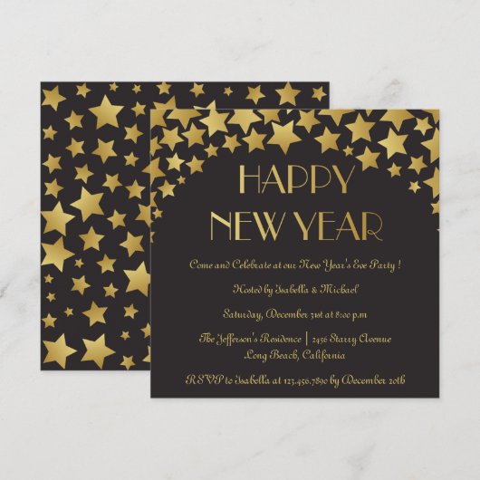 Star Studuitse uitnodiging voor nieuwjaarsfeest (Voorkant / Achterkant)