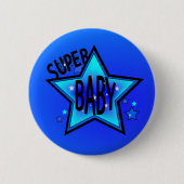 Star Super Baby Blue Round Button (Voorkant)