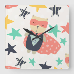 Star Super Hero Vierkante Klok