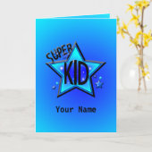 Star Super Kind Blue Wenskaart Kaart (Gele Bloem)