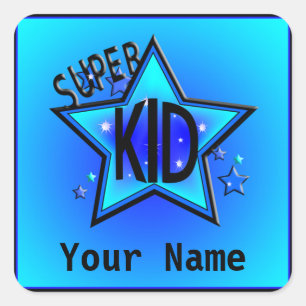 Star Super Kind Name Blue Custom Stickers