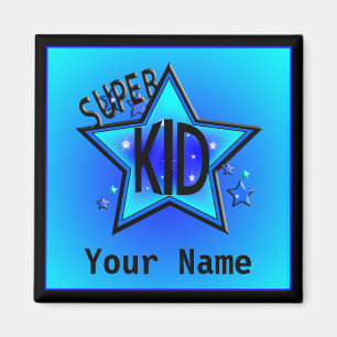 Star Super Kind Name Custom Blue Magnet
