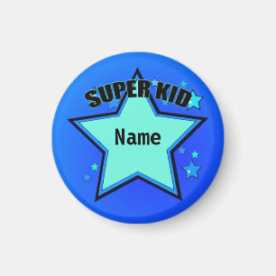 Star Super Kind Name Custom Small Blue Magnet
