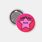 Star Super Kind Name Roze Custom Small Magnet (Voorkant / Achterkant)