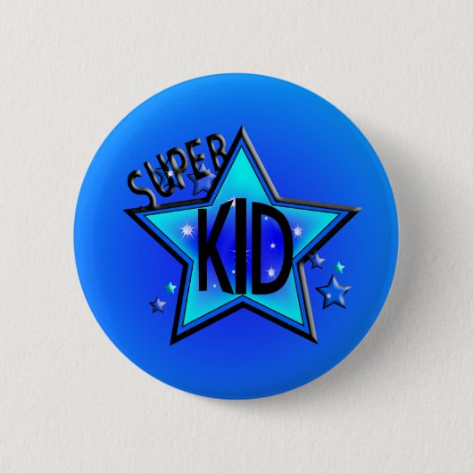 Star Super Kind Round Blue Button (Voorkant)