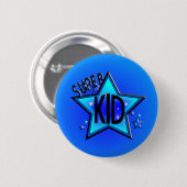 Star Super Kind Round Blue Button (Voorkant /achterkant)