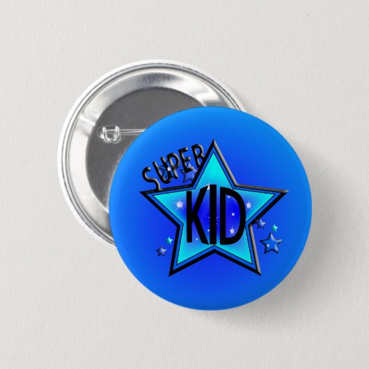 Star Super Kind Round Blue Button (Voorkant /achterkant)
