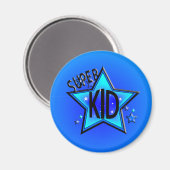 Star Super Kind Round Blue Magnet (Voorkant / Achterkant)