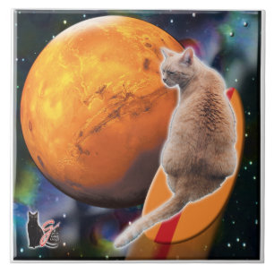 Star Surfer-Cat Chili Pepper Tegeltje