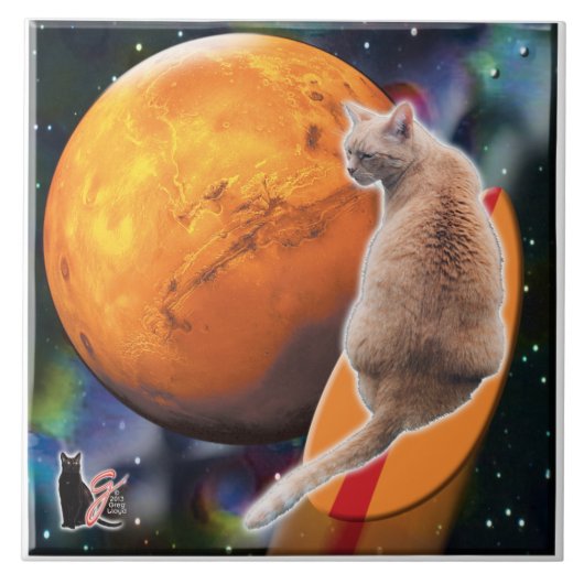 Star Surfer-Cat Chili Pepper Tegeltje (Voorkant)