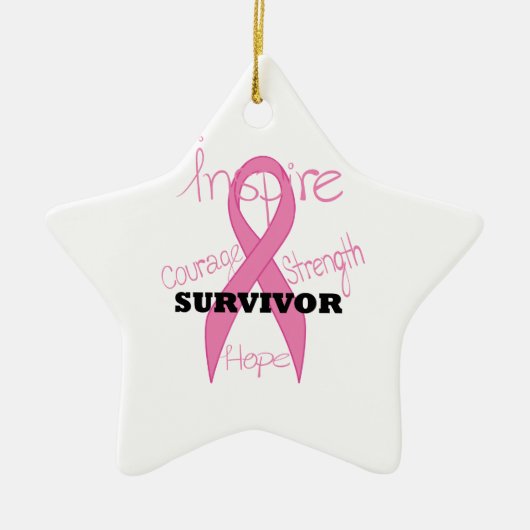 Star Survivor Breast Cancer Roze Ornament (Voorkant)
