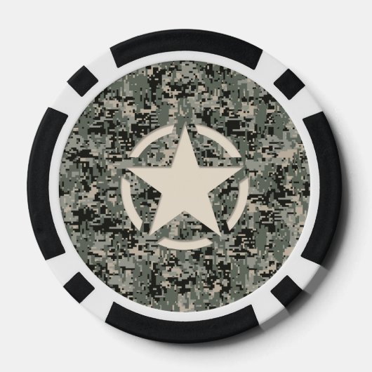 Star Symbol Pixel Digital Camouflage Pokerchips (Achterkant)