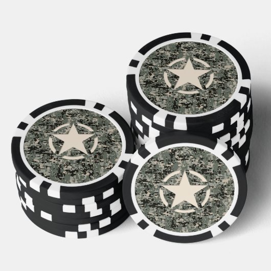 Star Symbol Pixel Digital Camouflage Pokerchips (Opstapeling)