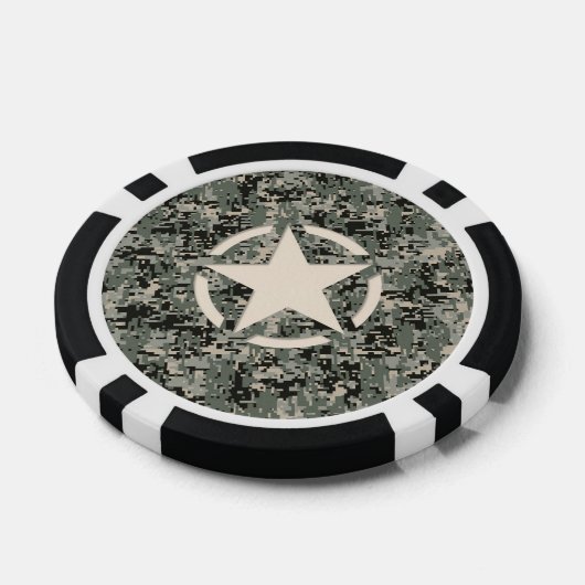Star Symbol Pixel Digital Camouflage Pokerchips (Enkel)