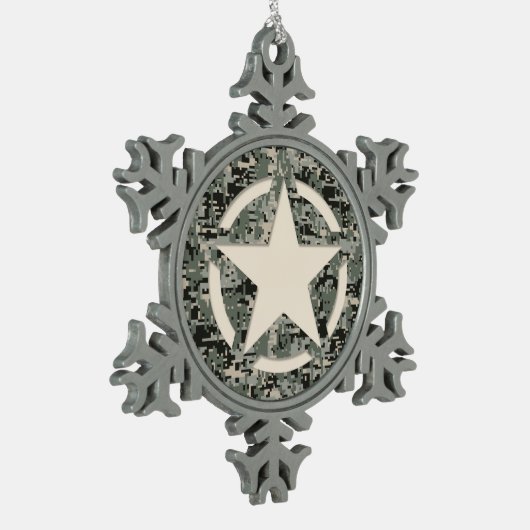 Star Symbol Pixel Digital Camouflage Tin Sneeuwvlok Ornament (Links)