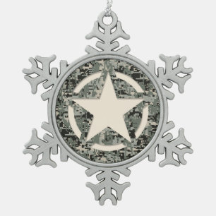 Star Symbol Pixel Digital Camouflage Tin Sneeuwvlok Ornament