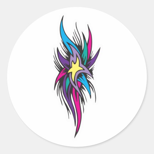 Star Tails Tattoo Design Ronde Sticker (Voorkant)