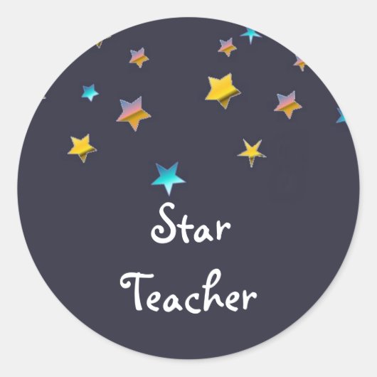 Star Teacher Ronde Sticker (Voorkant)