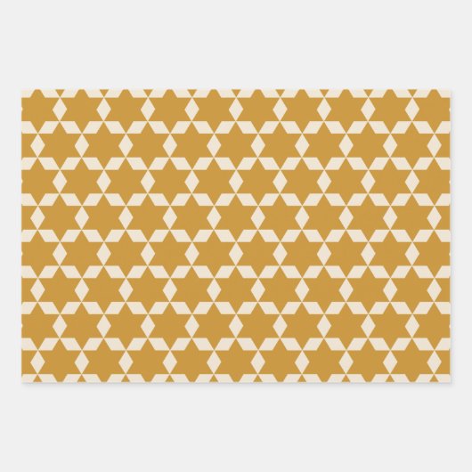 Star Tegels Pattern in Dark Mustard and Cream Inpakpapier Vel (Voorkant 2)