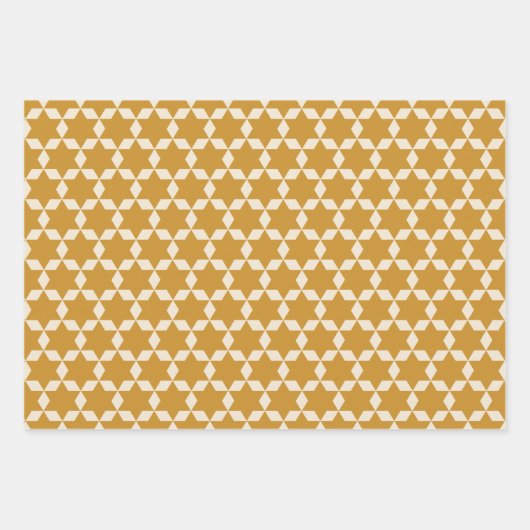 Star Tegels Pattern in Dark Mustard and Cream Inpakpapier Vel (Voorkant)