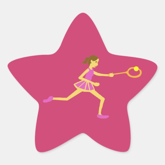 Star Tennis-speler Ster Sticker (Voorkant)