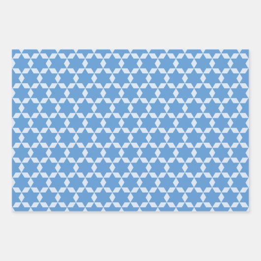 Star Tiles Geometric Hanukkah Pattern in Blue Inpakpapier Vel (Voorkant 3)