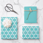 Star Tiles Geometric Pattern Turquoise Inpakpapier Vel<br><div class="desc">Star Tiles Geometric Pattern Turquoise. Moderne mozaïekvormgeving in een  schaduw van robin oeblauw die ook goed werkt voor Hanukkah en joodse feestdagen.</div>