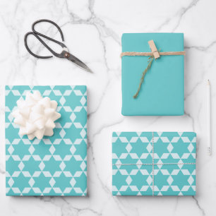 Star Tiles Geometric Pattern Turquoise Inpakpapier Vel