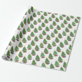 Star-topped Christmas Trees and Gifts Pattern Cadeaupapier (Uitgerold)
